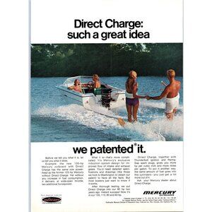 1971 Mercury Outboards 135 Vintage Print Ad Ski Boat Water Skiing Duo Wall Art